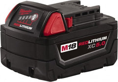Milwaukee Tool - 18 Volt Lithium-Ion Power Tool Battery - 5 Ahr Capacity, 110 min Charge Time, Series M18 RED - Exact Tooling