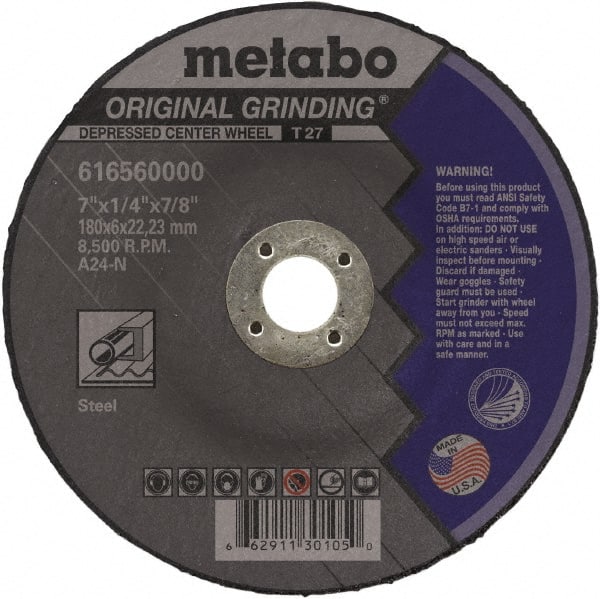 Metabo - Depressed-Center Wheels Wheel Diameter (Inch): 4-1/2 Wheel Thickness (Decimal Inch): 0.2500 - Exact Tooling