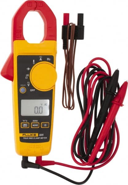 Fluke - 325, CAT IV, CAT III, Digital True RMS Clamp Meter with 1.18" Clamp On Jaws - 600 VAC/VDC, 400 AC/DC Amps, Measures Voltage, Capacitance, Continuity, Frequency, Resistance, Temperature - Exact Tooling