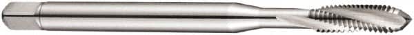 DORMER - M2x0.40 Metric Coarse 3 Flute 6H Bottoming Spiral Flute Tap - Cobalt, Bright Finish, 45mm OAL, Right Hand Flute, Right Hand Thread, Series E207 - Exact Tooling