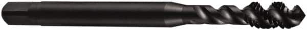DORMER - #8-32 UNC 3 Flute 2B Bottoming Spiral Flute Tap - Cobalt, Oxide Finish, 53mm OAL, Right Hand Flute, Right Hand Thread, Series E023 - Exact Tooling