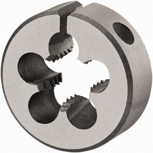DORMER - #10-32 UNF Thread, 1" Outside Diam High Speed Steel Round Die - 3/8" Thick, Right Hand Thread, Series F330, Adjustable - Exact Tooling