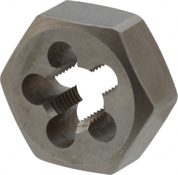 DORMER - M10x1.00 Metric Fine Thread, Right Hand Thread, Hex Rethreading Die - High Speed Steel, 3/8" Thick, Series F312 - Exact Tooling