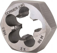 DORMER - M16x2.00 Metric Coarse Thread, Right Hand Thread, Hex Rethreading Die - High Speed Steel, 5/8" Thick, Series F302 - Exact Tooling