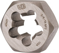 Union Butterfield - 3/8-18 NPT, 1-1/16" Hex, Right Hand, Hex Rethreading Die - 5/8" Thick, Adjustable, Chromium Steel, Series 2025 - Exact Tooling