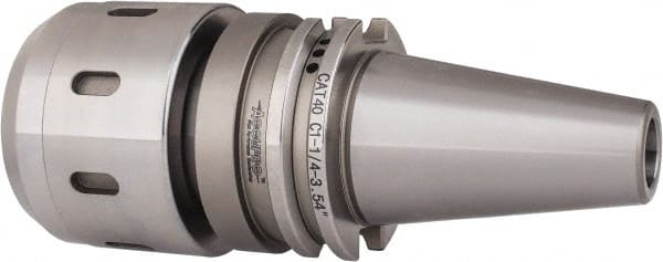 Accupro - CAT40 Taper Shank, 1-1/4" Hole Diam x 2.88" Nose Diam Milling Chuck - 3.54" Projection, 0.0002" TIR, Through-Spindle Coolant, Balanced to 10,000 RPM - Exact Tooling