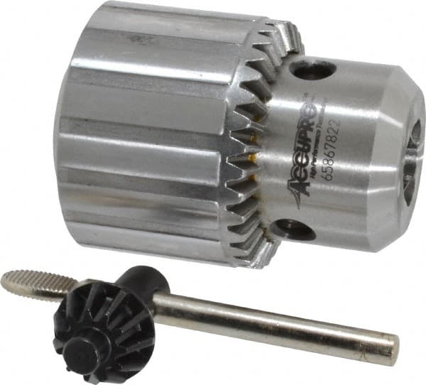 Accupro - JT6, 1/32 to 5/8" Capacity, Tapered Mount Drill Chuck - Keyed, 57mm Sleeve Diam, 77mm Open Length - Exact Tooling