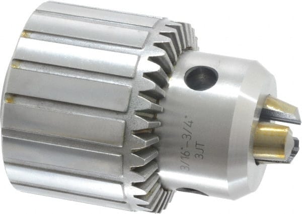 Accupro - JT3, 13/64 to 3/4" Capacity, Tapered Mount Drill Chuck - Keyed, 65mm Sleeve Diam, 85mm Open Length - Exact Tooling