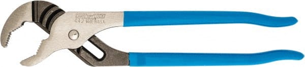 Channellock - 12" OAL, 2-1/4" Max Capacity, 7 Position Gooseneck Tongue & Groove Pliers - Standard V-Jaws, Curved Head, Plastic Dipped Handles - Exact Tooling