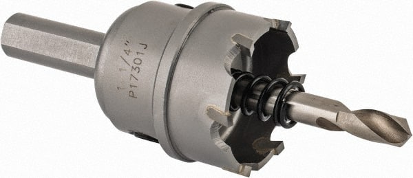 Hougen - 1-1/4" Diam, 1/8" Cutting Depth, Hole Saw - Carbide-Tipped Saw, Toothed Edge - Exact Tooling