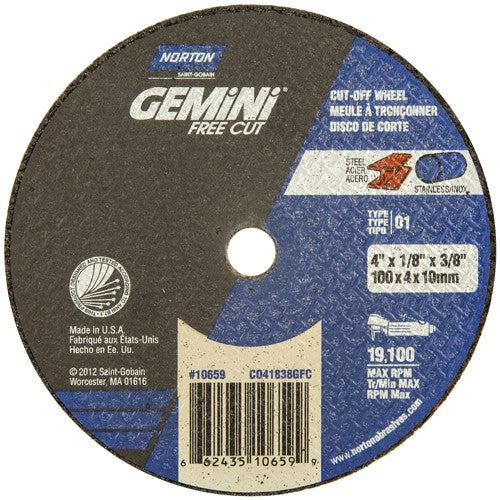 4″ × 1/8″ × 3/8″ Gemini Small Diameter Cut-Off Wheel Aluminum Oxide - Exact Tooling