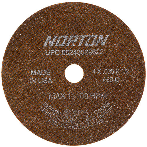 4″ × 0.035″ × 1/2″ Small Diameter Cut-Off Wheel Type 01 Straight Aluminum Oxide - Exact Tooling