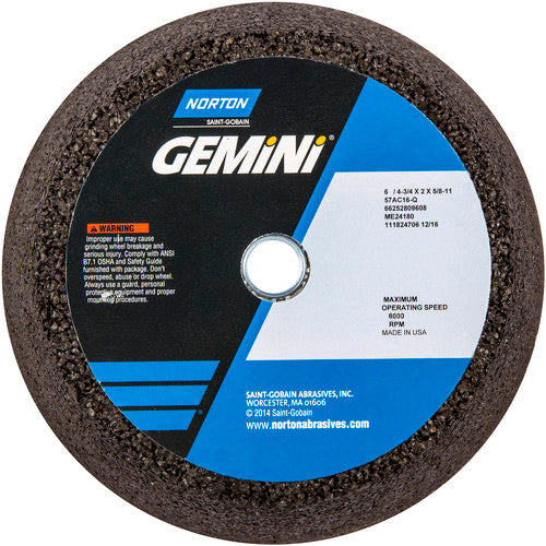 6″ / 4-3/4″ × 2″ × 5/8″-11-Gemini Snagging Wheel Type 11-Flaring Cup 16 Grit Aluminum Oxide - Exact Tooling