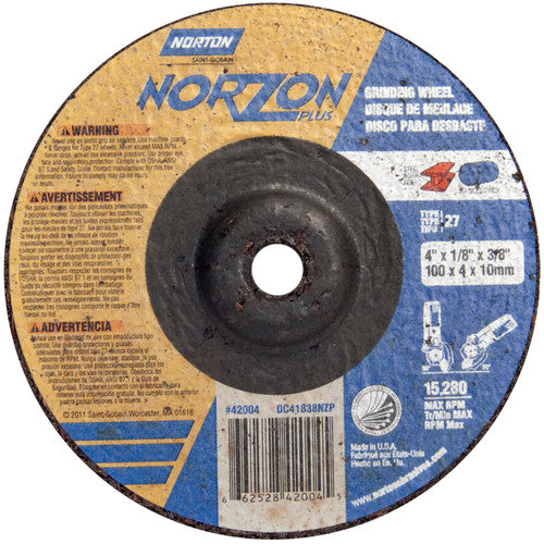 4″ × 1/8″ × 3/8″ NorZon Plus Non-Woven Depressed Center Wheel Type 27 - Exact Tooling