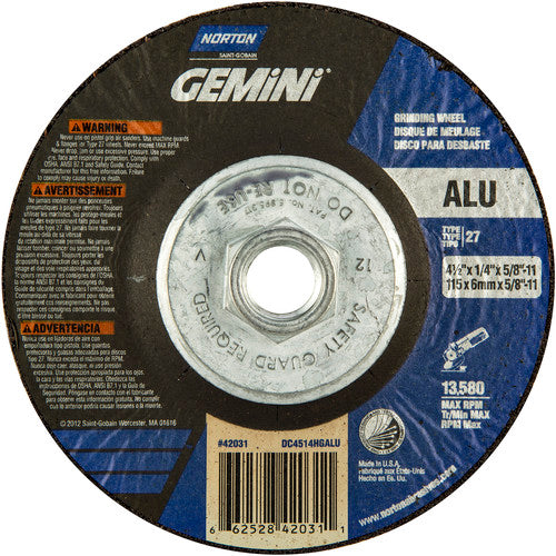 4-1/2″ × 1/4″ × 5/8″ Gemini Non-Woven Depressed Center Wheel Type 27 - Exact Tooling