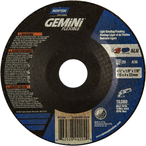4-1/2″ × 1/8″ × 7/8 ″ Gemini Non-Woven Depressed Center Wheel Type 29 36 Grit - Exact Tooling