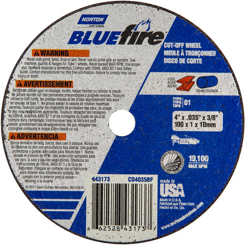 4 x .035 × 3/8″ BlueFire Small Diameter Cut-Off Wheel >3″ ZA 46 X Type 01/41 - Exact Tooling