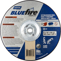 9″ × 1/8″ × 5/8″ BlueFire Non-Woven Depressed Center Wheel Type 27 Zirconia Alumina / Aluminum Oxide - Exact Tooling