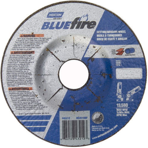4-1/2 × 1/8 × 7/8″ BlueFire Grinding Wheel ZA 30 U Type 27 - Exact Tooling