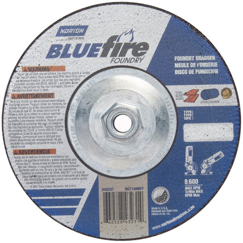 7″ × 1/4″ × 5/8″ BlueFire Non-Woven Depressed Center Wheel Type 27 Zirconia Alumina / Aluminum Oxide - Exact Tooling