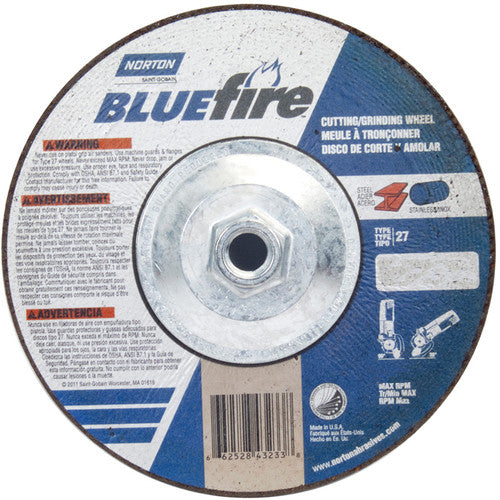 7 × 1/8 × 5/8 - 11″ BlueFire Grinding Wheel ZA 30 U Type 27 - Exact Tooling