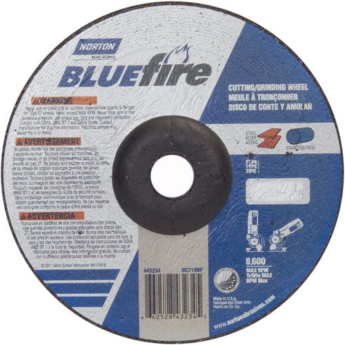 7 × 1/8 × 7/8″ BlueFire Grinding Wheel ZA 30 U Type 27 - Exact Tooling