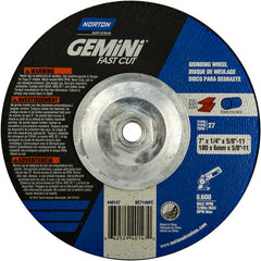 7 × 1/4 × 5/8 - 11″ Gemini Fast Cut Grinding Wheel A 24 N Type 27 - Exact Tooling