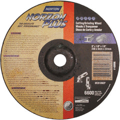 9″ × 1/8″ × 7/8″ NorZon Plus Non-Woven Depressed Center Wheel Type 27 Ceramic Alumina / Zirconia Alumina - Exact Tooling