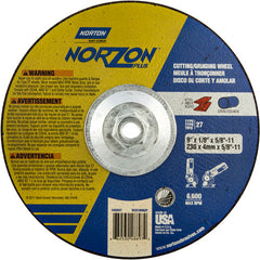 9″ × 1/8″ × 5/8″ NorZon Plus Non-Woven Depressed Center Wheel Type 27 - Exact Tooling