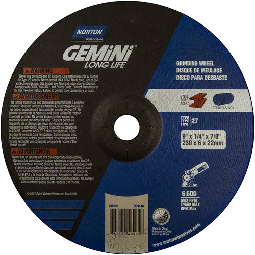 9″ × 1/4″ × 7/8″ Gemini Non-Woven Depressed Center Wheel Type 27 20 Case - Exact Tooling