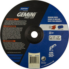 9″ × 1/4″ × 7/8″ Gemini Non-Woven Depressed Center Wheel Type 27 24 Grit Aluminum Oxide - Exact Tooling