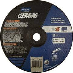 9″ × 1/4″ × 7/8″ Gemini Non-Woven Depressed Center Wheel Type 28 Saucer Aluminum Oxide - Exact Tooling