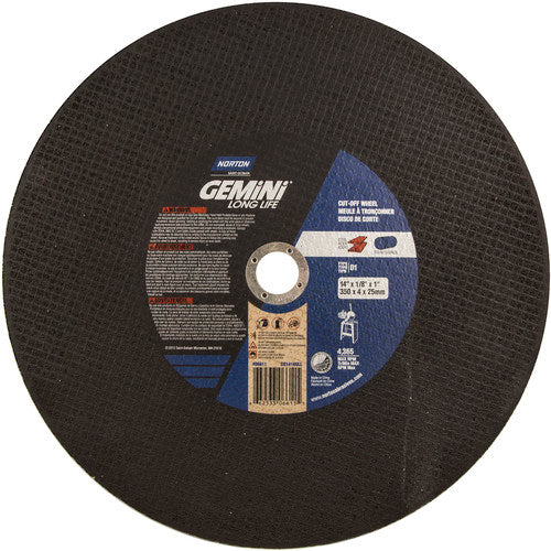 14″ × 1/8″ × 1″ Gemini Stationary Saw Cut-Off Wheel Aluminum Oxide - Exact Tooling