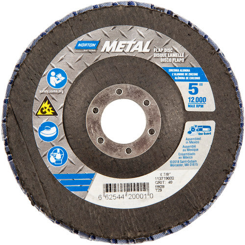 5″ × 1/4″ × 7/8″ Metal Flap Disc Type 29 Conical 40 Grit Zirconia Alumina - Exact Tooling