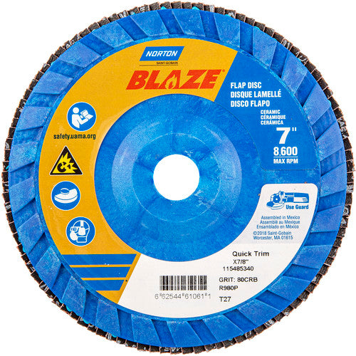 7″ × 1/4″ × 7/8″ SG Blaze R980P Flap Disc Type 27 Flat 80 Grit - Exact Tooling