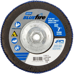 7 × 5/8 - 11″ BlueFire Fiberglass Conical Flap Disc Type 29 P60 Grit R884P Zirconia Alumina - Exact Tooling