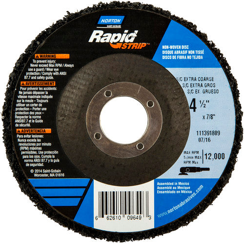 4-1/2 × 7/8″ Bear-Tex Rapid Strip Non-Woven Depressed Center Disc Silicon Carbide Extra Coarse Grit Type 27 - Exact Tooling