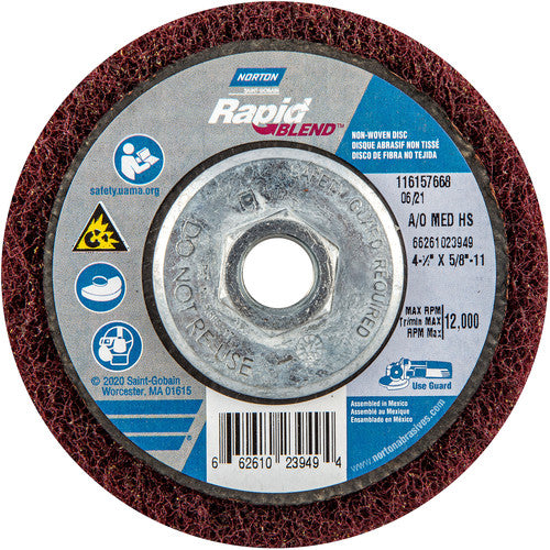 4-1/2″ × 5/8″-11 Rapid Prep Depressed Center Finishing Wheel 150-180 Grit Aluminum Oxide - Exact Tooling