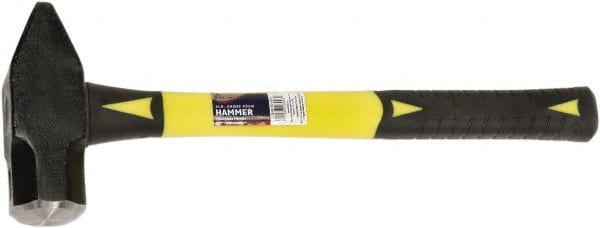 Ability One - 4 Lb Head Forged Steel Cross Pein Hammer - Fiberglass Handle with Grip, 1-3/4" Face Diam, 16" OAL - Exact Tooling