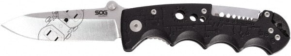 SOG Specialty Knives - 3-13/32" Blade, Straight Clip Point Folding Knife - 4.1" Closed Length, Glass-Filled Nylon - Exact Tooling