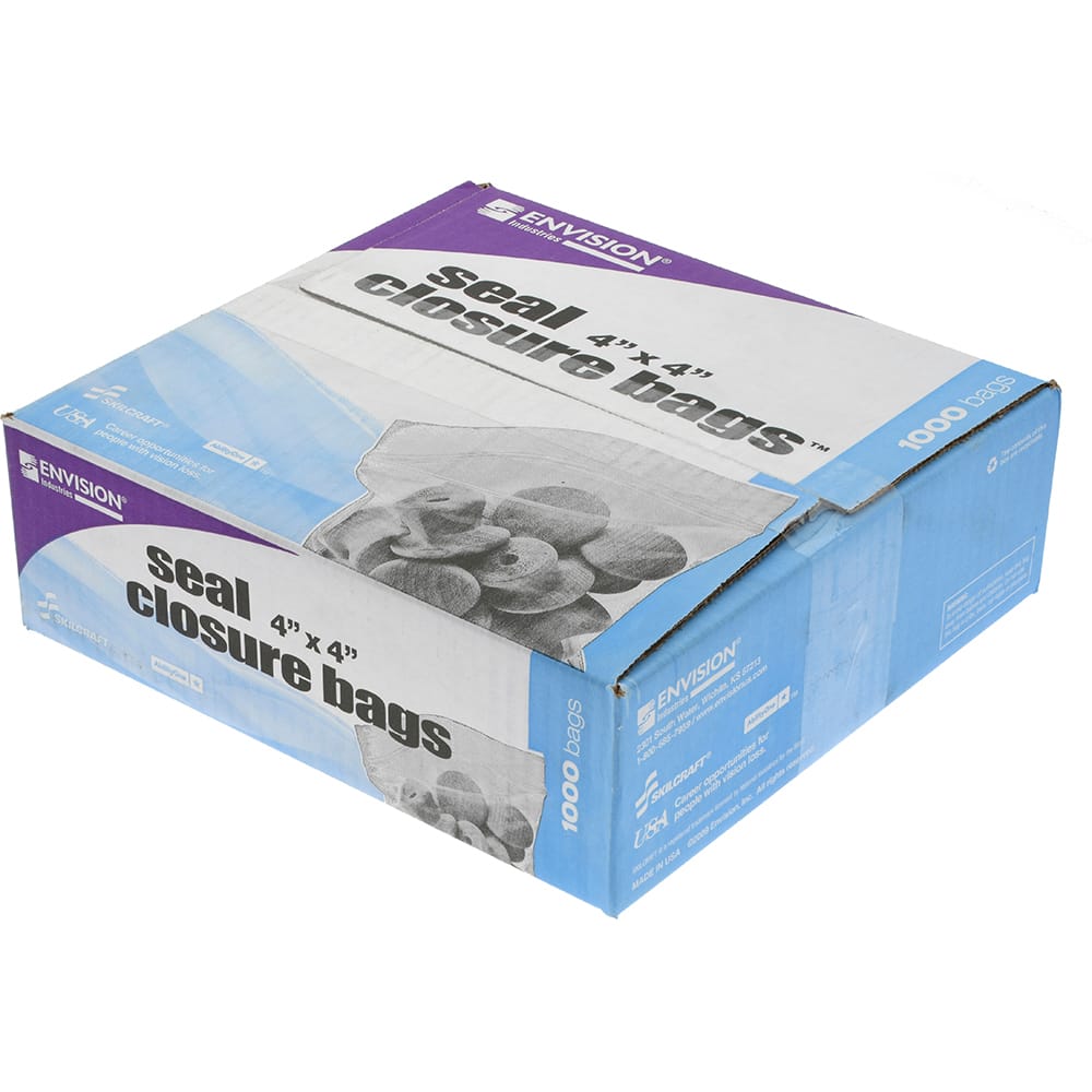 Ability One - Polybags; Type: Reclosable Bags ; Style: Resealable ; Width (Inch): 4 ; Length (Inch): 4 ; Thickness (mil): 2 ; Color: Clear - Exact Tooling