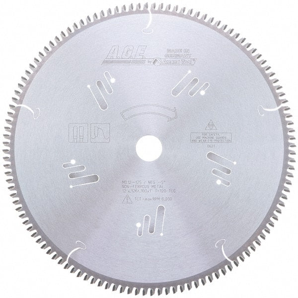 Amana Tool - 12" Diam, 1" Arbor Hole Diam, 120 Tooth Wet & Dry Cut Saw Blade - Carbide-Tipped, Clean Action, Standard Round Arbor - Exact Tooling