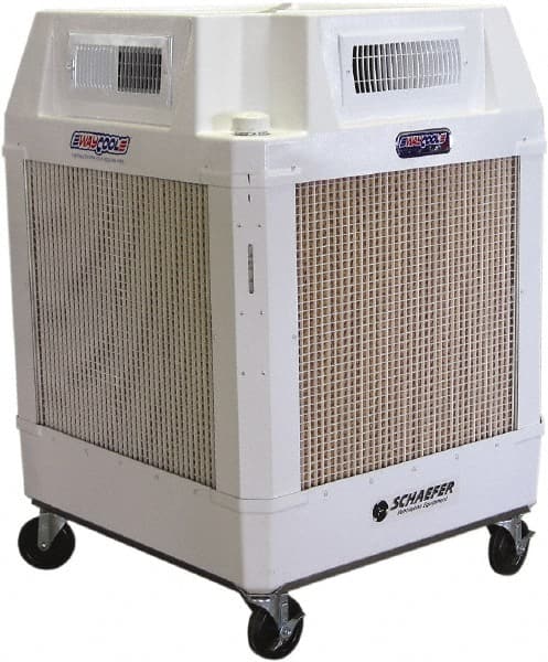 Schaefer Ventilation Equipment - 24 Gal Capacity, 1 hp, 2,460 & 1,660 CFM Evaporative Cooler - 13.7 Amp Rating, 115 Volts, 2 Speed - Exact Tooling