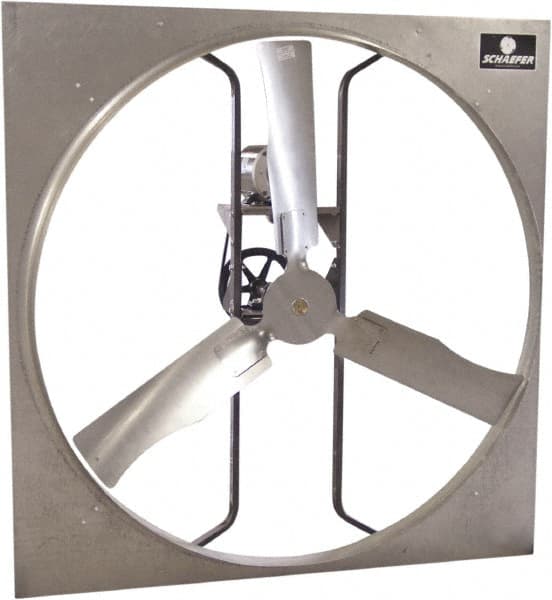 Schaefer Ventilation Equipment - 54" Blade, Belt Drive, 1-1/2 hp, 42,140 CFM, Totally Enclosed Exhaust Fan - 6.8/6.4 Amp, 208 to 230 & 220 Volt, 1 Speed, Single Phase - Exact Tooling