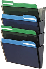 Deflect-o - 13" Wide x 7" High x 4" Deep Plastic Wall File - 4 Compartments, Smoke - Exact Tooling
