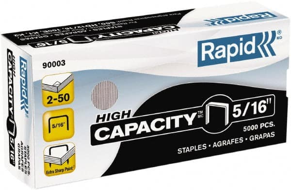 Rapid - 5/16" Leg Length, Galvanized Steel Staplers-Full Strip Desktop Staples - 50 Sheet Capacity, For Use with Rapid S50 High-Capacity SuperFlatClinch Half Strip Desktop Stapler, K1 Pliers, K2 & R90E - Exact Tooling