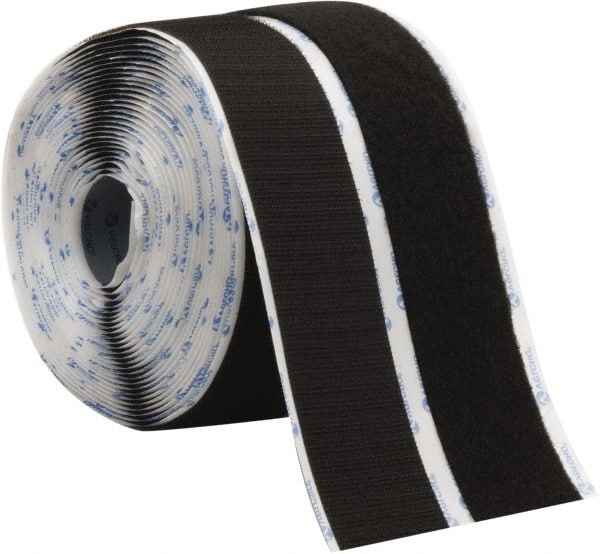 VELCRO Brand - 2" Wide x 10 Yd Long Adhesive Backed Hook & Loop Roll - Continuous Roll, Black - Exact Tooling
