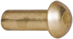 Made in USA - 3/16" Body Diam, Round Brass Solid Rivet - 1/2" Length Under Head - Exact Tooling