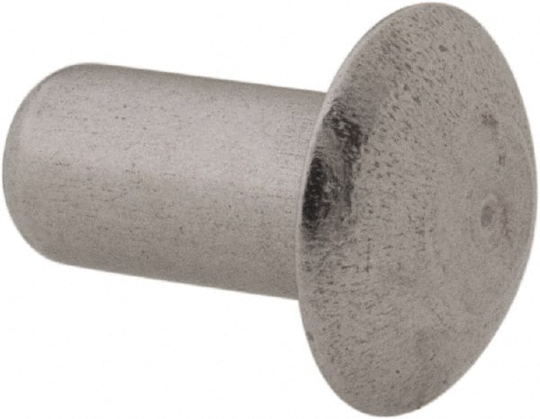 Made in USA - 3/16" Body Diam, Universal Aluminum Solid Rivet - 3/8" Length Under Head, Grade 2117-T4, 3/8" Head Diam x 0.085" Head Height - Exact Tooling