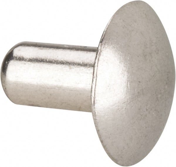 Made in USA - 1/4" Body Diam, Brazier Aluminum Solid Rivet - 1/2" Length Under Head, Grade 2117-T4, 5/8" Head Diam x 1/8" Head Height - Exact Tooling